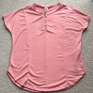 Sew In Love Light Pink Short Sleeve Henley Tee
